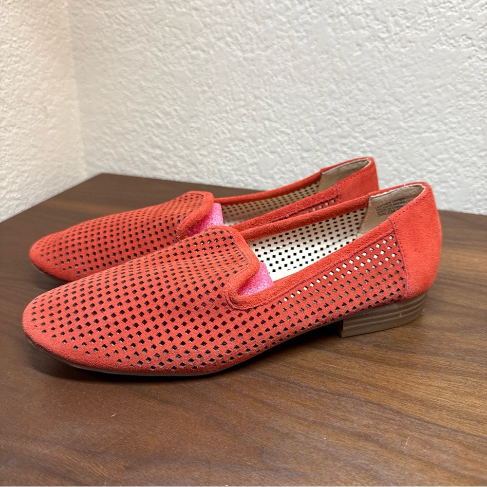 Stitch Fix Violet And Red Salem Perforated Suede Loafer Ballets‎ Sz 7M Orange
